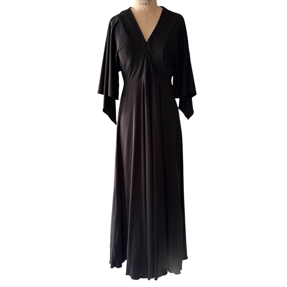 Vintage 70s Evelyn Pearson Black Housedress - image 1